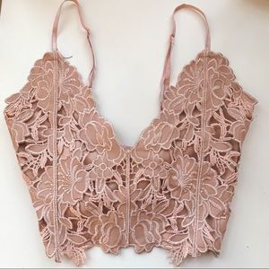 pink lace crop top